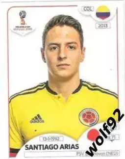 Наклейка №636 Santiago Arias / Colombia / Panini / ЧМ 2018
