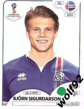 Наклейка №311 Bjorn Sigurdarson / Iceland / Panini / ЧМ 2018