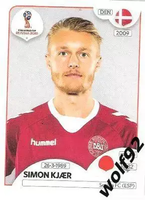 Наклейка №256 Simon Kjaer / Denmark / Panini / ЧМ 2018