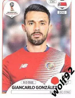 Наклейка №395 Giancarlo Gonzalez / Costa Rica / Panini / ЧМ 2018