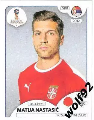 Наклейка №418 Matija Nastasic / Serbia / Panini / ЧМ 2018