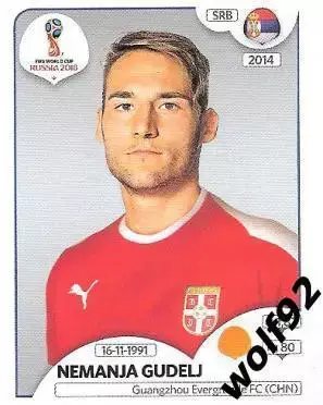 Наклейка №427 Nemanja Gudelj / Serbia / Panini / ЧМ 2018