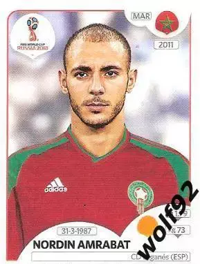 Наклейка №164 Nordin Amrabat / Morocco / Panini / ЧМ 2018