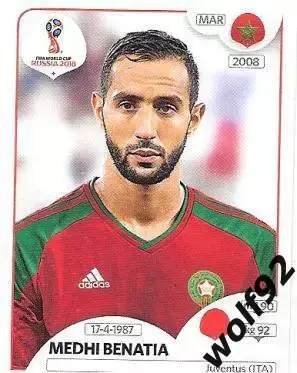 Наклейка №155 Medhi Benatia / Morocco / Panini / ЧМ 2018