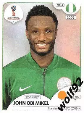 Наклейка №341 John Obi Mikel / Nigeria / Panini / ЧМ 2018
