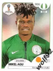 Наклейка №345 Mikel Agu / Nigeria / Panini / ЧМ 2018