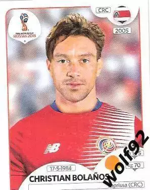 Наклейка №405 Christian Bolanos / Costa Rica / Panini / ЧМ 2018