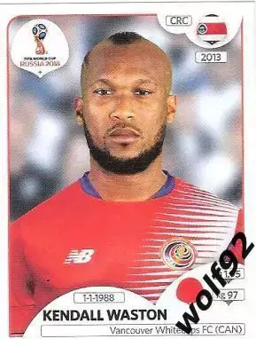 Наклейка №399 Kendall Waston / Costa Rica / Panini / ЧМ 2018
