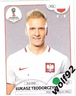 Наклейка №610 Lukasz Teodorczyk / Poland / Panini / ЧМ 2018