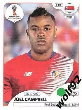 Наклейка №409 Joel Campbell / Costa Rica / Panini / ЧМ 2018