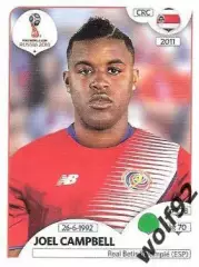 Наклейка №409 Joel Campbell / Costa Rica / Panini / ЧМ 2018