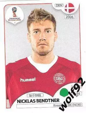 Наклейка №268 Nicklas Bendtner / Denmark / Panini / ЧМ 2018