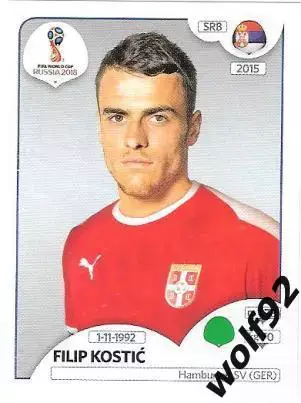 Наклейка №429 Filip Kostic / Serbia / Panini / ЧМ 2018