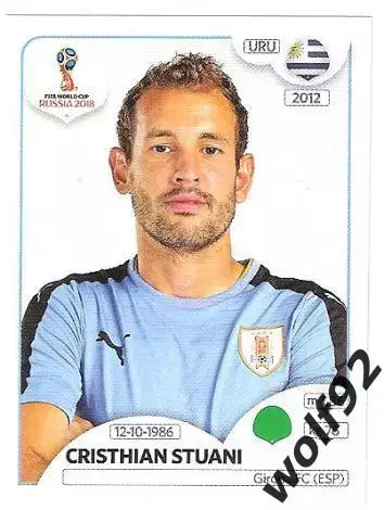 Наклейка №110 / Cristhian Stuani / Uruguay / Panini / ЧМ 2018