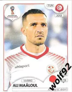 Наклейка №555 Ali Maaloul / Tunisia / Panini / ЧМ 2018