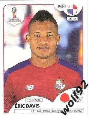 Наклейка №540 Eric Davis / Panama / Panini / ЧМ 2018
