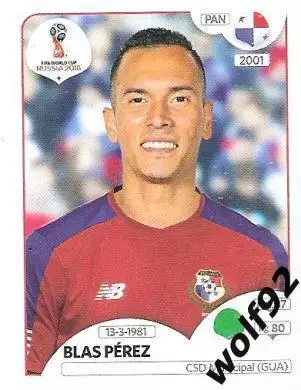 Наклейка №548 Blas Perez / Panama / Panini / ЧМ 2018