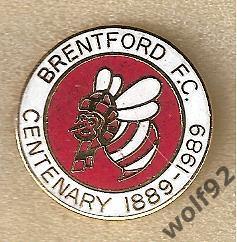 Знак Брентфорд ФК Англия (4) 100 лет / Brentford FC Centenary 1889-1989