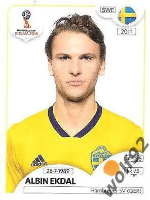 Наклейка №487 Albin Ekdal / Sweden / Panini / ЧМ 2018