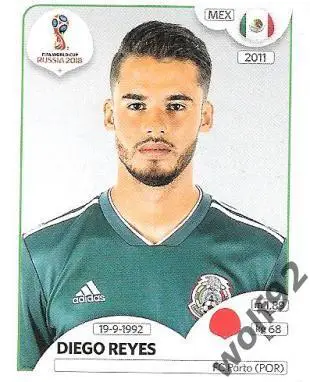 Наклейка №456 Diego Reyes / Mexico / Panini / ЧМ 2018