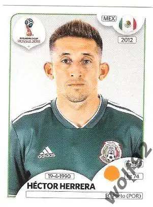 Наклейка №464 Hector Herrera / Mexico / Panini / ЧМ 2018