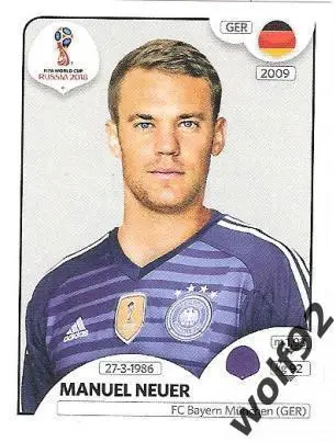 Наклейка №434 Manuel Neuer / Germany / Panini / ЧМ 2018