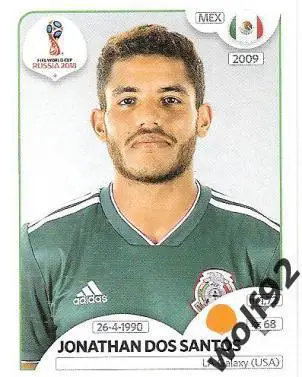 Наклейка №461 Jonathan Dos Santos / Mexico / Panini / ЧМ 2018