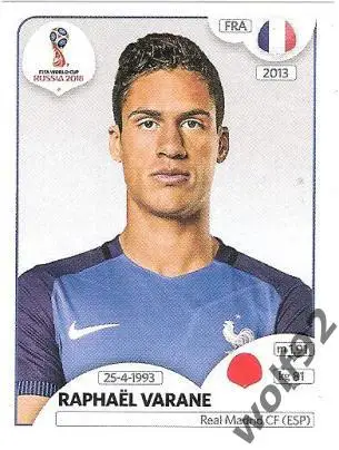 Наклейка №195 Raphael Varane / France / Panini / ЧМ 2018