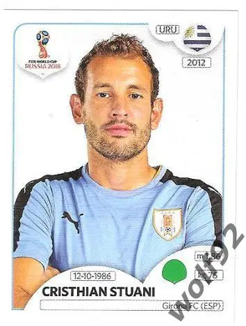Наклейка №110 / Cristhian Stuani / Uruguay / Panini / ЧМ 2018