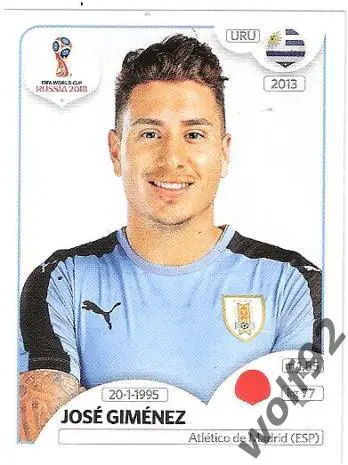 Наклейка №98 / Jose Gimenez / Uruguay / Panini / ЧМ 2018