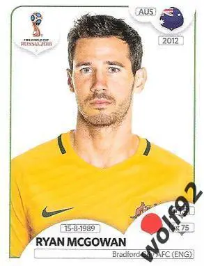 Наклейка №220 Ryan Mcgowan / Australia / Panini / ЧМ 2018