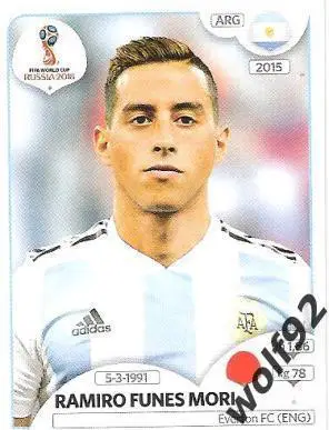 Наклейка №280 Ramiro Funes Mori / Argentina / Panini / ЧМ 2018
