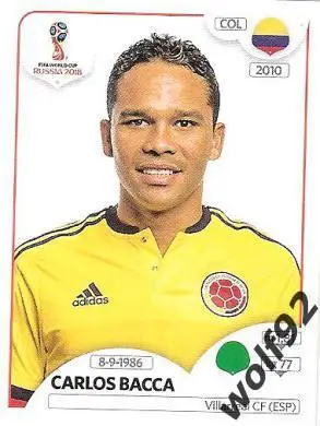 Наклейка №648 Carlos Bacca / Colombia / Panini / ЧМ 2018