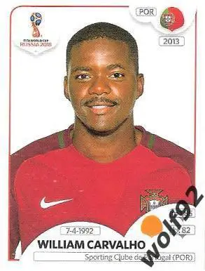 Наклейка №124 William Carvalho / Portugal / Panini / ЧМ 2018