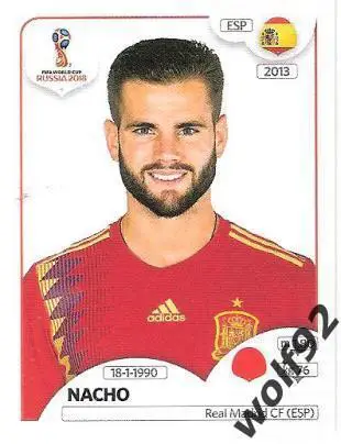 Наклейка №136 Nacho / Spain / Panini / ЧМ 2018