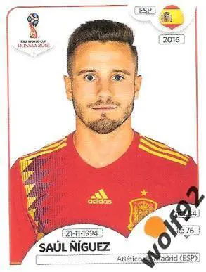 Наклейка №148 Saul Niguez / Spain / Panini / ЧМ 2018