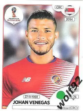 Наклейка №411 Johan Venegas / Costa Rica / Panini / ЧМ 2018