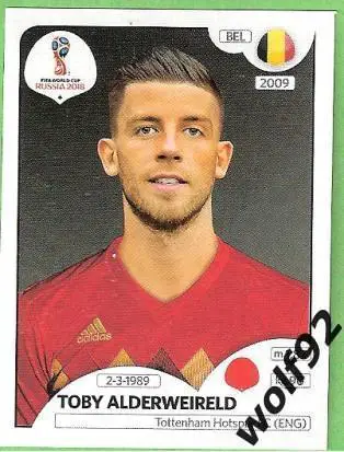 Наклейка №515 Toby Alderweireld / Belgium / Panini / ЧМ 2018