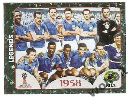 Наклейка №672 Brazil Champions 1958 Legends / Panini / ЧМ 2018