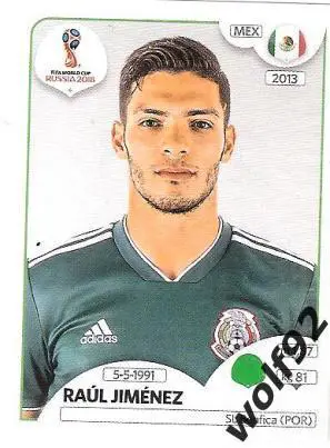 Наклейка №468 Raul Jimenez / Mexico / Panini / ЧМ 2018