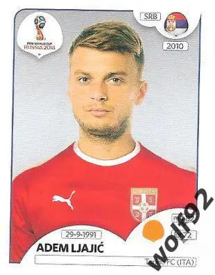 Наклейка №426 Adem Ljajic / Serbia / Panini / ЧМ 2018