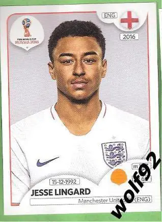 Наклейка №587 / Jesse Lingard / England / Panini / ЧМ 2018
