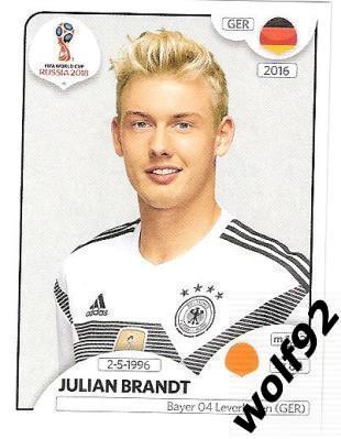 Наклейка №444 Julian Brandt / Germany / Panini / ЧМ 2018