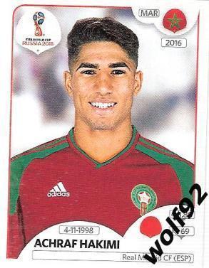 Наклейка №160 Achraf Hakimi / Morocco / Panini / ЧМ 2018