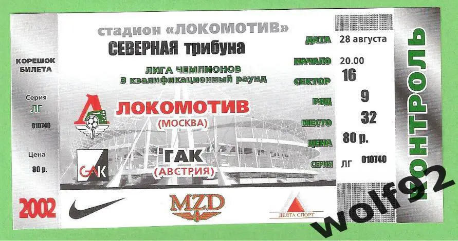 Локомотив Москва - ГАК Австрия ЛЧ 28.08.2002