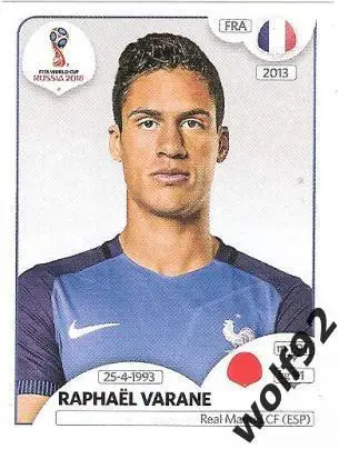 Наклейка №195 Raphael Varane / France / Panini / ЧМ 2018