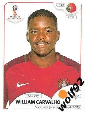 Наклейка №124 William Carvalho / Portugal / Panini / ЧМ 2018