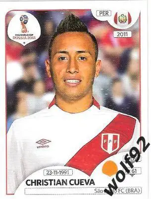 Наклейка №242 Christian Cueva / Peru / Panini / ЧМ 2018