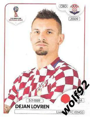 Наклейка №317 Dejan Lovren / Croatia / Panini / ЧМ 2018