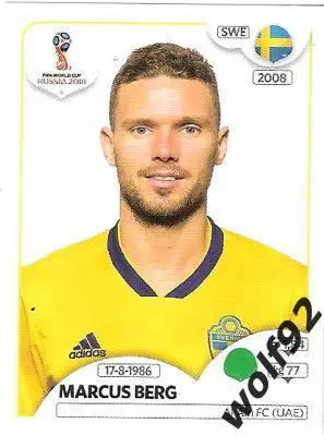 Наклейка №489 Marcus Berg / Sweden / Panini / ЧМ 2018